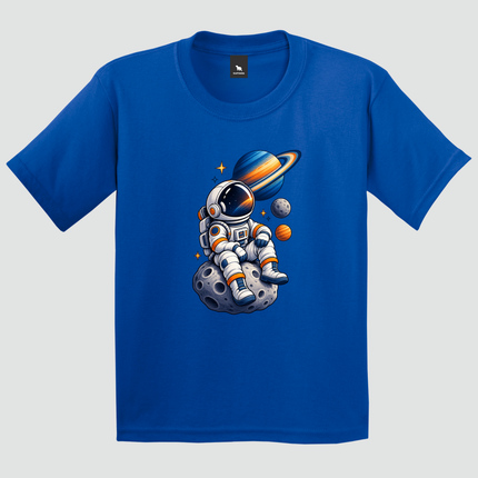 Camiseta infantil azul royal Astronauta no Espaço