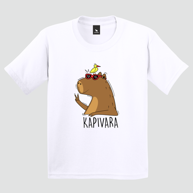Camiseta Capivara Paz e Amor Divertida Estilosa branca com estampa de capivara