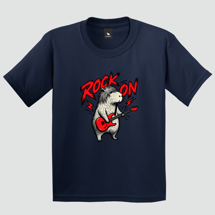 Camiseta infantil azul-marinho Capivara Rock