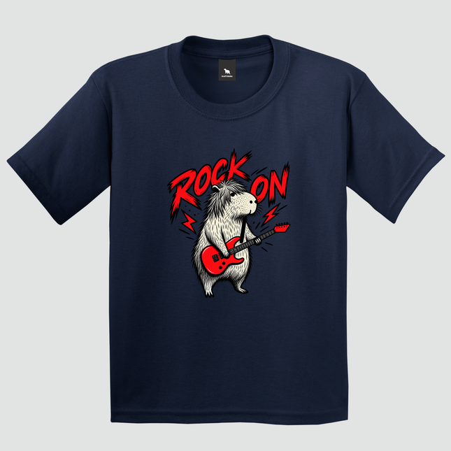 Camiseta infantil azul-marinho Capivara Rock