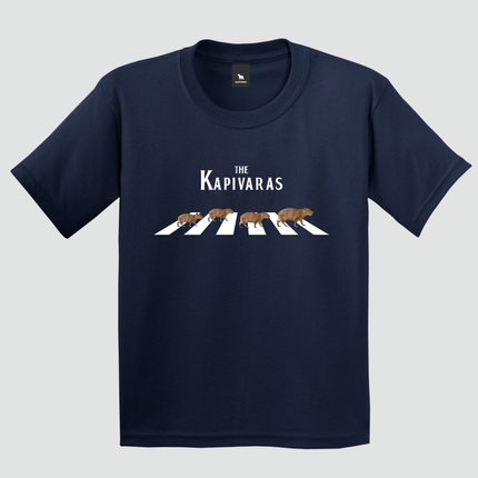 Camiseta Capivara The Kapivaras azul marinho com estampa minimalista