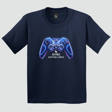 Camiseta infantil Gamer Além dos Limites azul-marinho