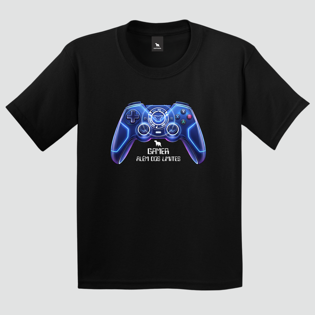 Camiseta infantil Gamer Além dos Limites preta