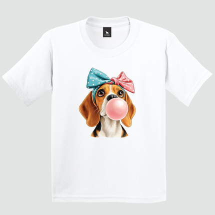 Camiseta infantil branca Beagle com chiclete