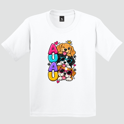 Camiseta infantil branca Cachorrinhos Au Au