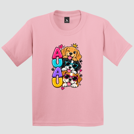 Camiseta infantil rosa Cachorrinhos Au Au
