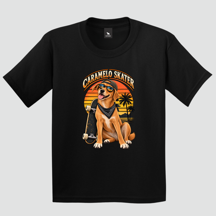 Camiseta Infantil Cachorro Caramelo Skater preta