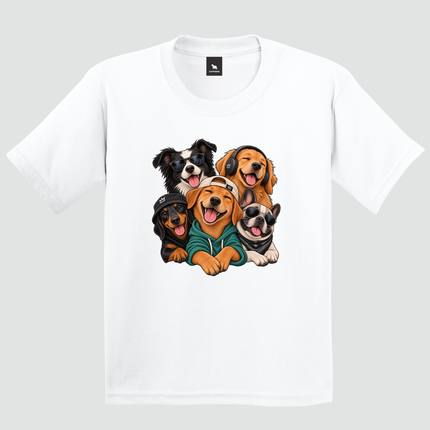 Camiseta Infantil Cachorros Good Vibes branca