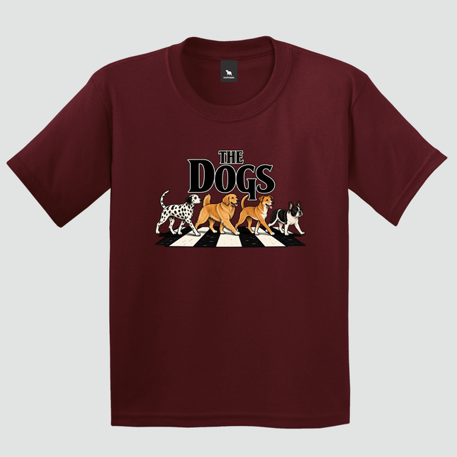 Camiseta Infantil The Dogs bordô com estampa de cachorros