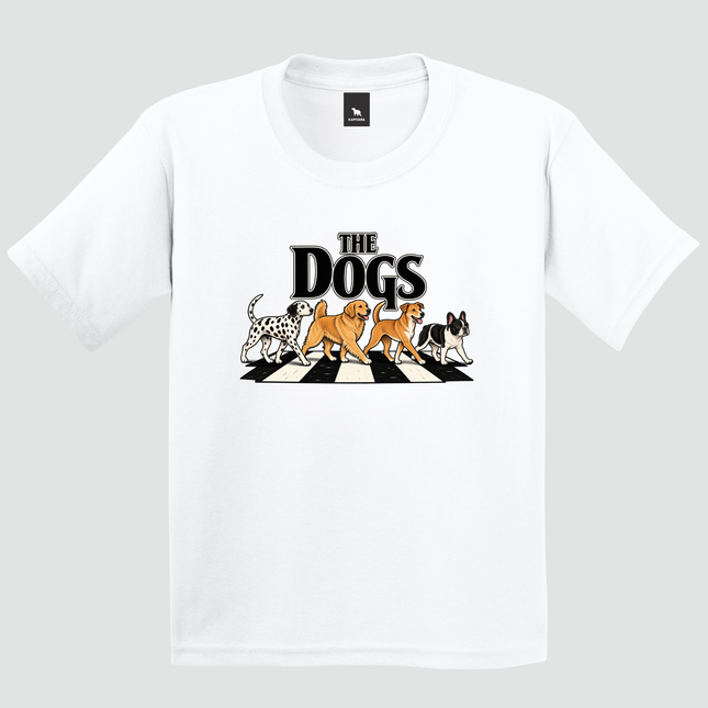 Camiseta Infantil The Dogs branca com estampa de cachorros