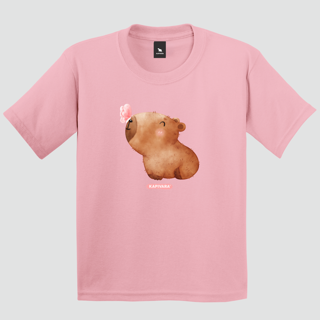 Camiseta infantil capivara baby borboleta rosa Kapivara