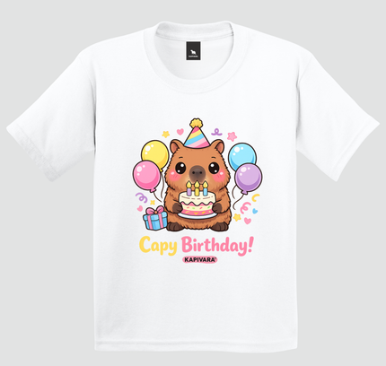 Camiseta Infantil Capivara Capi Birthday Kawaii Fofa