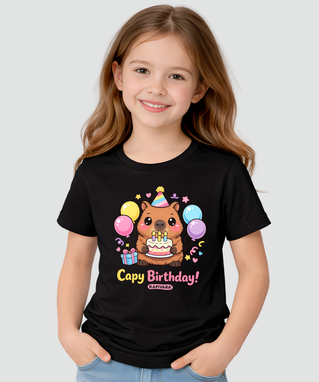 Camiseta Infantil Capivara Capi Birthday Kawaii Fofa