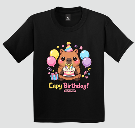 Camiseta Infantil Capivara Capi Birthday Kawaii Fofa