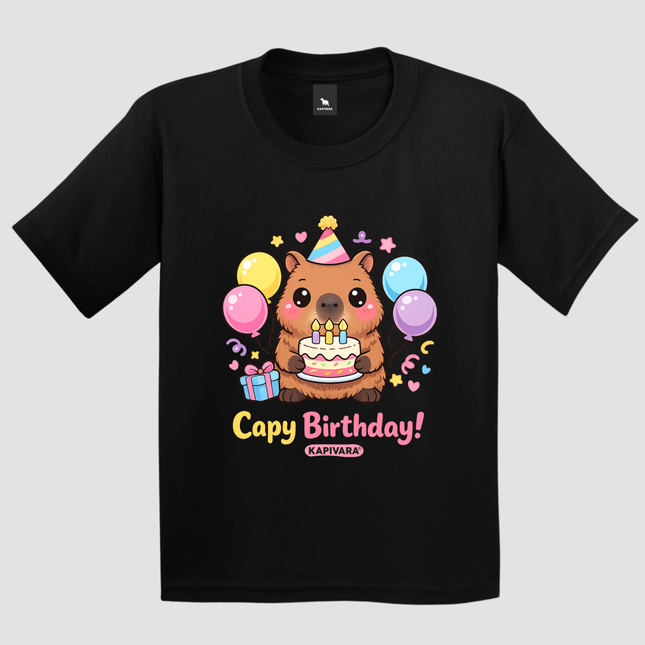 Camiseta Infantil Capivara Capi Birthday Kawaii Fofa