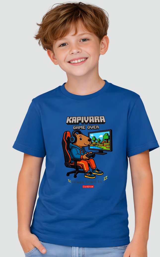 Camiseta Infantil Capivara Game Over Pixel | Kapivara