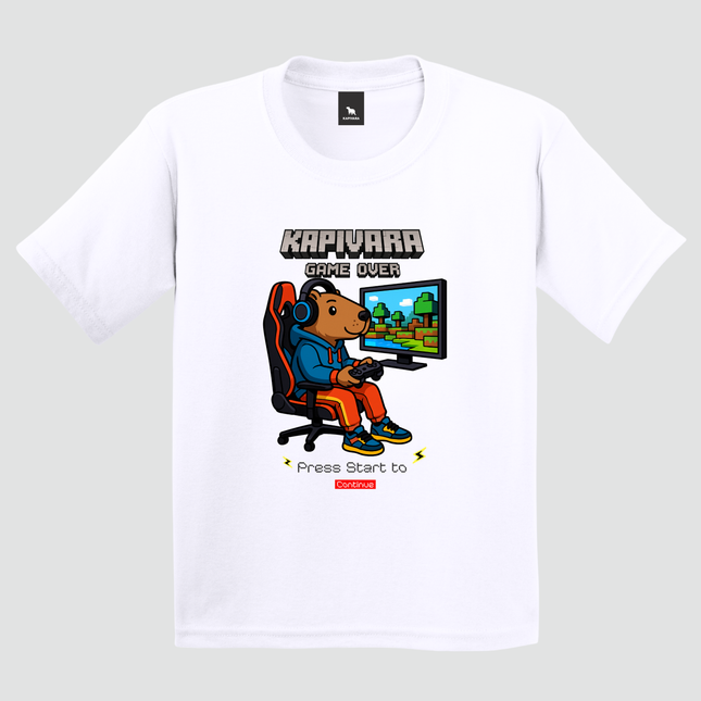 Camiseta Infantil Capivara Game Over Pixel | Kapivara