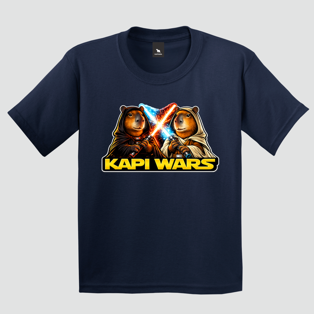 camiseta infantil capivara kapi wars duelo da forca azul marinho estampa