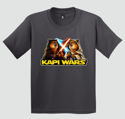 camiseta capivara batalha infantil estampa luz azul e vermelha