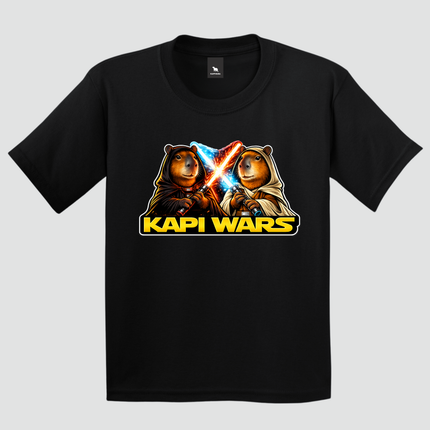 camiseta infantil capivara kapi wars duelo da forca preta estampa batalha