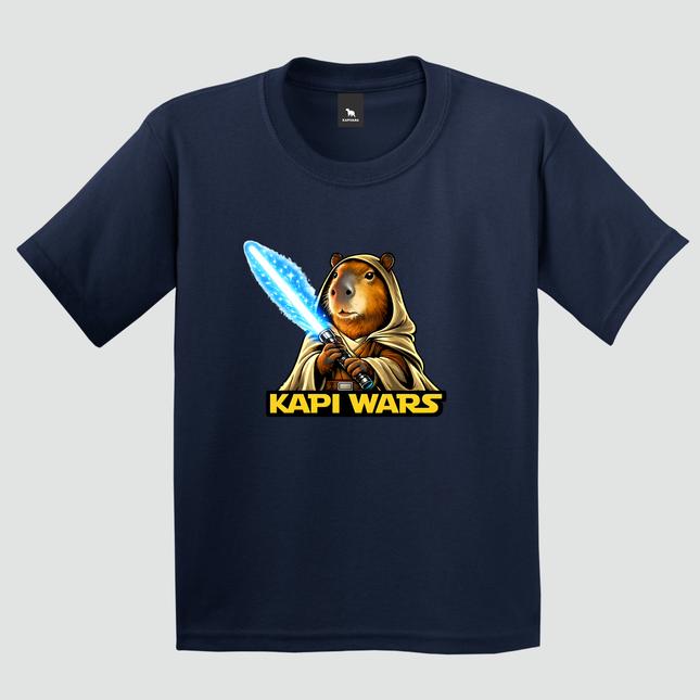 camiseta infantil capivara kapi wars lado da luz azul marinho estampa