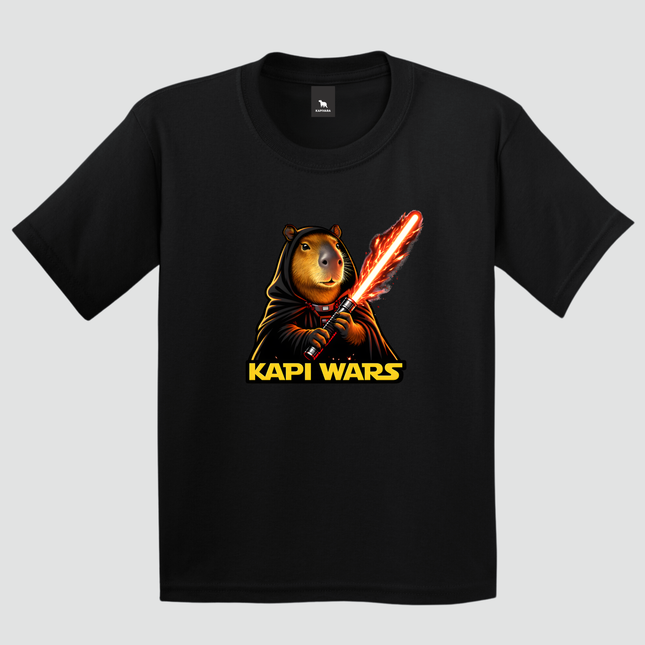 camiseta infantil capivara kapi wars lado sombrio preta estampa personagem
