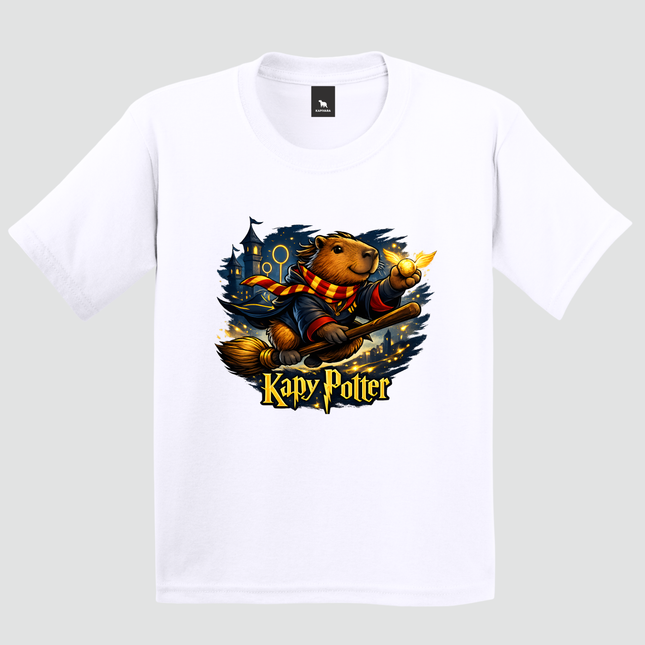 camiseta infantil branca capivara fantasia estampa detalhada