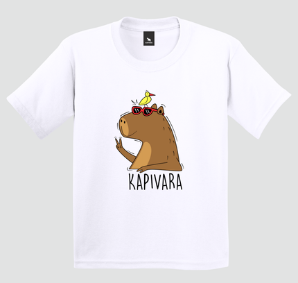 camiseta capivara infantil branca paz e amor estampa divertida