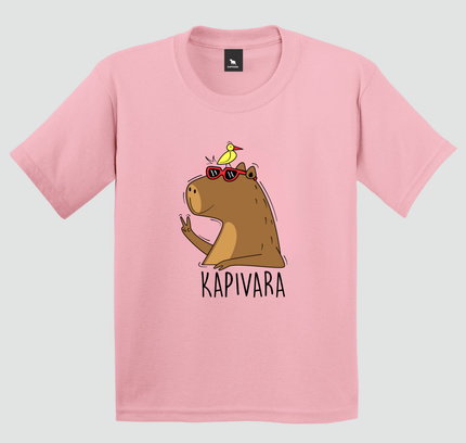 camiseta capivara infantil rosa paz e amor estampa estilosa