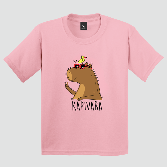 camiseta capivara infantil rosa paz e amor estampa estilosa
