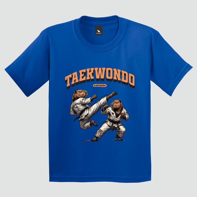 camiseta capivara taekwondo infantil estampa capivaras lutando