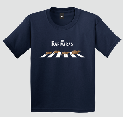 camiseta infantil azul marinho capivara the kapivaras