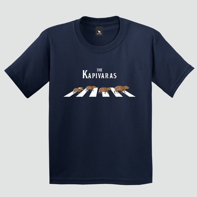 camiseta infantil azul marinho capivara the kapivaras