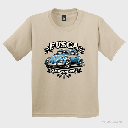 Camiseta infantil areia com estampa Fusca Clássico e Original