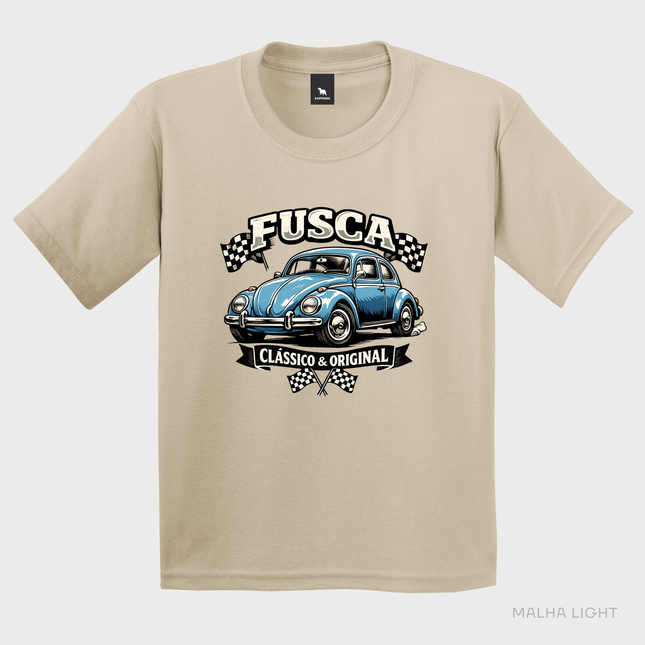 Camiseta infantil areia com estampa Fusca Clássico e Original
