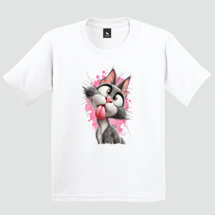camiseta-infantil-gatinho-divertido-branca