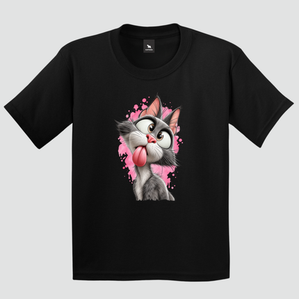 Camiseta Infantil Gatinho Divertido preta