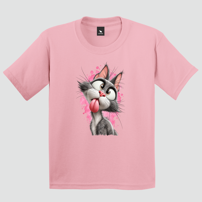 Camiseta Infantil Gatinho Divertido rosa