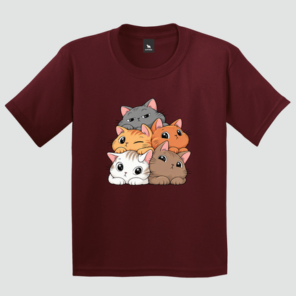 Camiseta Infantil Gatinhos Fofinhos bordô