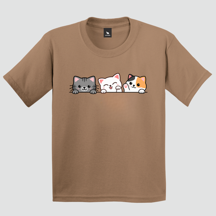 Camiseta infantil Gatinhos Fofos na cor cappuccino