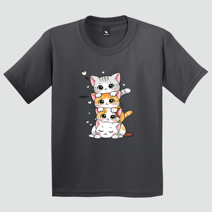 Camiseta Infantil Gatinhos Meow cinza-chumbo