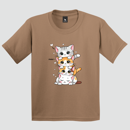 Camiseta Infantil Gatinhos Meow cappuccino