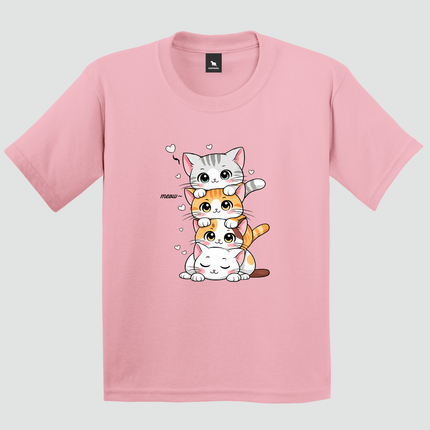 Camiseta Infantil Gatinhos Meow rosa