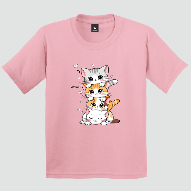 Camiseta Infantil Gatinhos Meow rosa