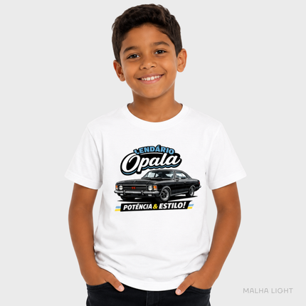 Camiseta infantil branca com estampa Lendário Opala