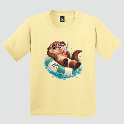 Camiseta infantil amarela com estampa de lontra Good Days