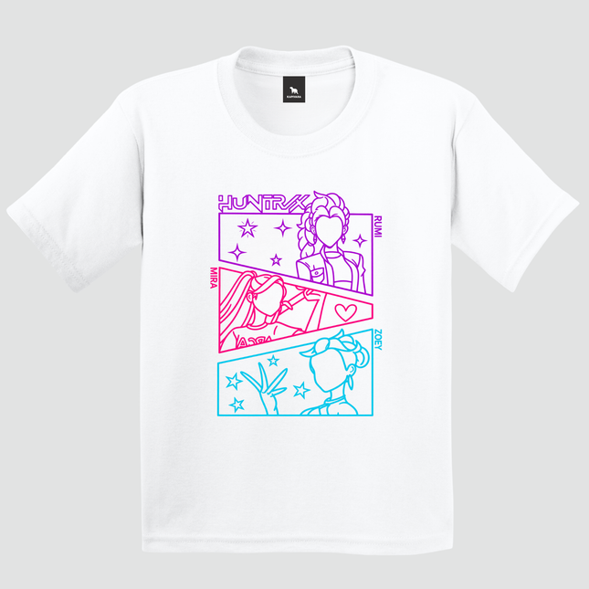 Camiseta K-Pop Neon infantil e juvenil branca