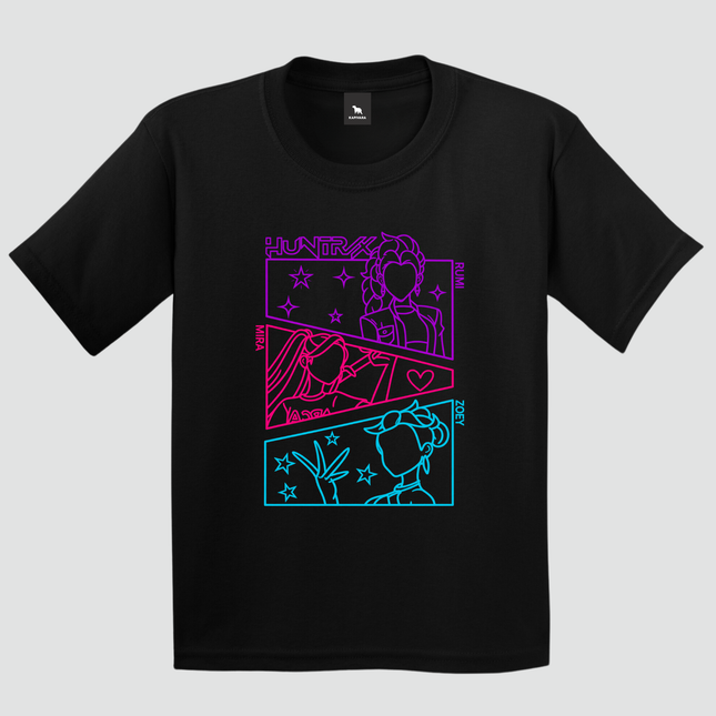 Camiseta K-Pop Neon infantil e juvenil preta