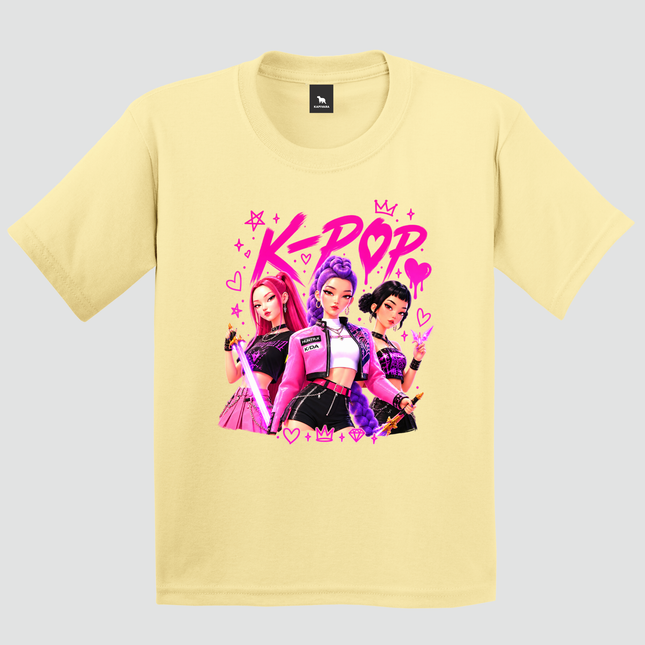 Camiseta infantil amarela K-Pop Stars