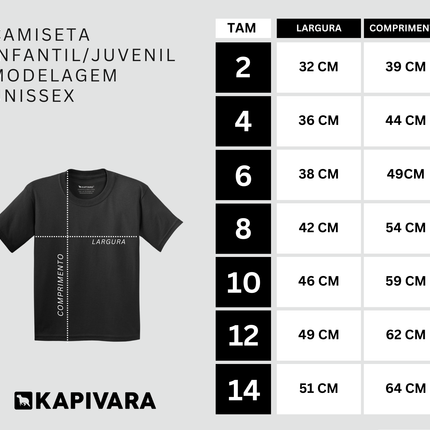 MEDIDAS CAMISETA INFANTIS/JUVENIS